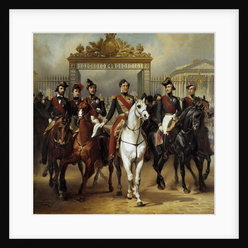 Louis-Philippe and his five sons leaving Versailles Castle by Horace Vernet