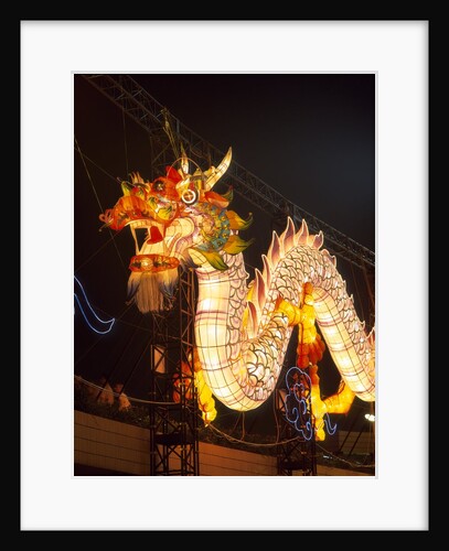 Illuminated Chinese Dragon on New Year's Eve, Hong Kong, China by Anonymous