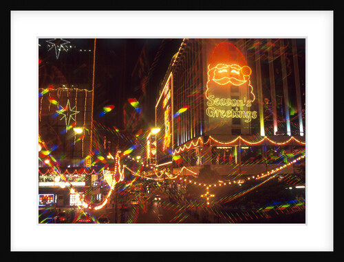 View of Christmas decorations, Kowloon, Hong Kong, China by Anonymous
