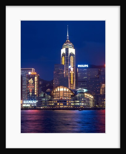 Convention Centre at night, Victoria Harbor, Wanchai, Hong Kong, China by Anonymous