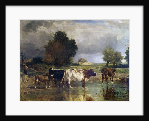 Calf and cows at the marl or The watering by Constant Troyon