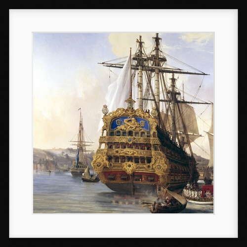 The ship Le Foudroyant in Brest harbour by Auguste Mayer