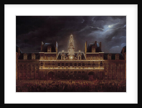 Illuminations at the Paris City Hall in honour of King's day by Auguste Jean Simon Roux