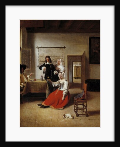 Woman drinking with soldiers by Pieter de Hooch