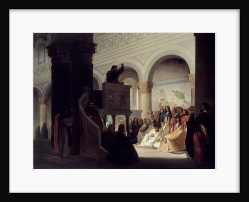 Savonarola preaching in San Miniato, Florence by Hippolyte Flandrin