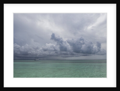 Rain clouds and thunderstorm at sea. by Anonymous