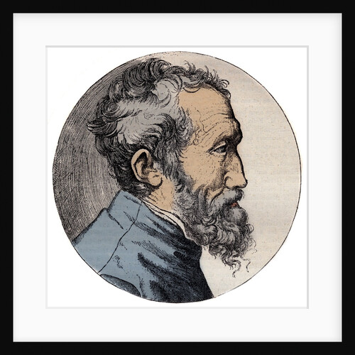 Profile Engraving of Michelangelo Buonarroti italian sculptor by Anonymous