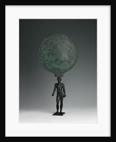 Mirror with handle in the shape of an offering athlete, 480-450 by Anonymous