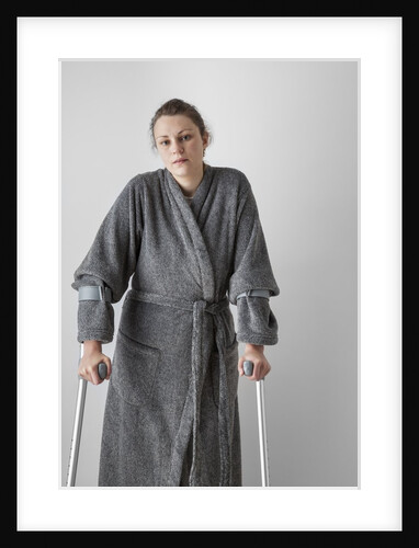 Woman on crutches by Anonymous