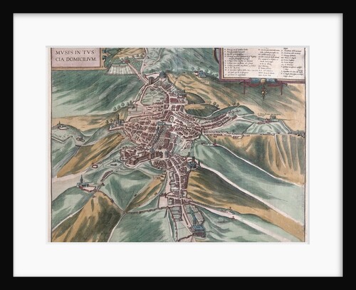 Map and view of Perugia from Civitates Orbis Terrarum by Anonymous