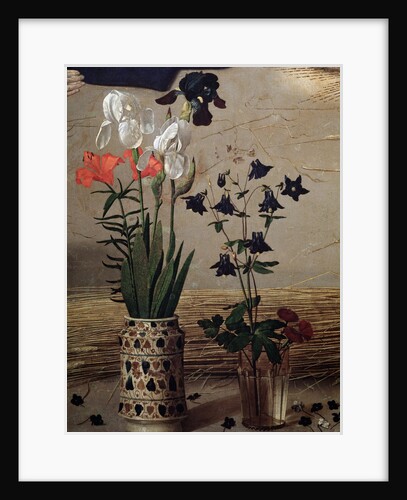 Detail of vases of flowers from the Portinari altarpiece by Hugo van der Goes