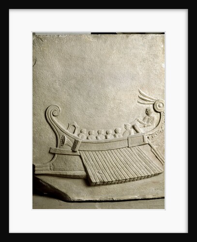 Roman trireme ship, Marble carved tablet by Anonymous