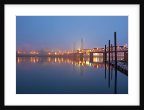 sunrise thru morning willamette river and down town Portland, Oregon by Anonymous
