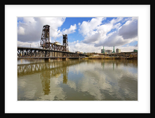 reflection in Willamette River and Steel Bridge, Portland Oregon by Anonymous