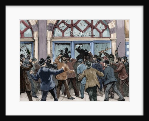 London. Picadilly. Socialist agitation. February 8, 1886. Engraving. Colored. by Anonymous