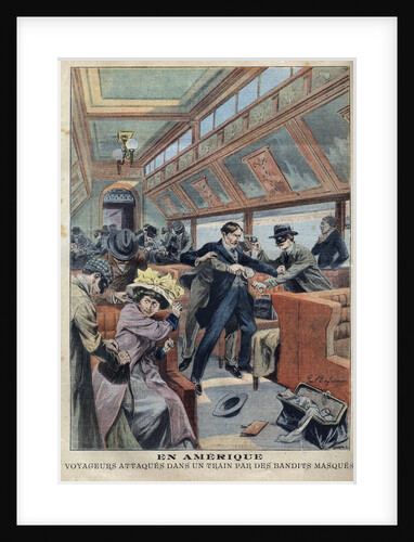 Passenger train being attacked by a group of Masked Bandits by Anonymous