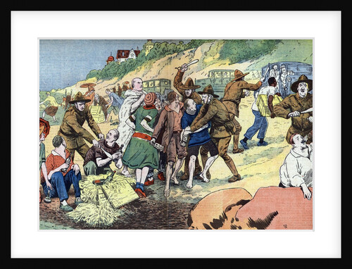 Fights between inhabitants to catch illegal liquor bottles during Prohibition by Anonymous