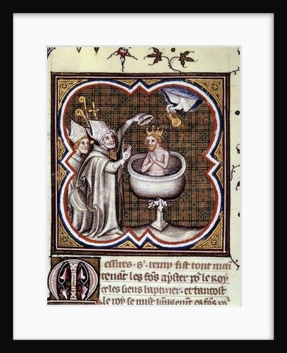Baptism of Clovis by St. Remy at Reims in 496 by Jean Fouquet