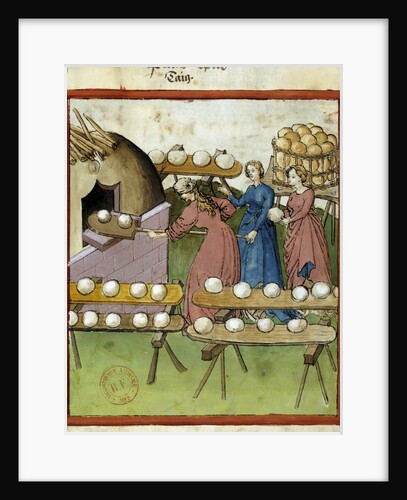 Female bakers making bread - 14th cent. Illumination by Anonymous