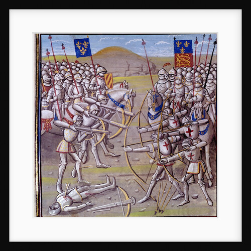 The Battle of Crecy, 1346 - 14th century illumination by Anonymous