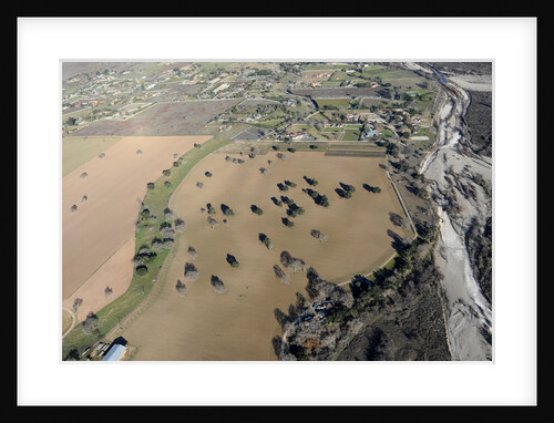 Aerial view of the Santa Ynez River and farms in Santa Ynez, California by Anonymous