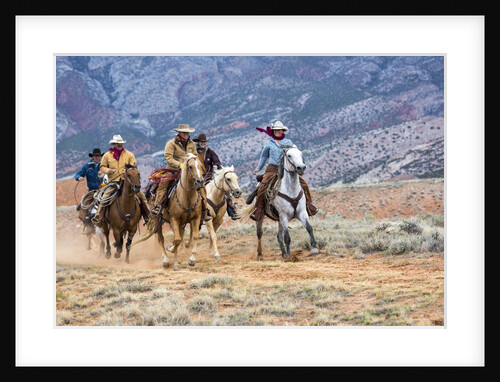 Cowgirl & Cowboy at Full Gallop by Anonymous