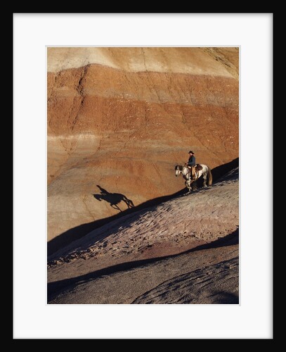 Rider with Shadow coming down Hill in Painted Desert by Anonymous