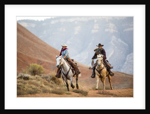 Cowgirl & Cowboy at Full Gallop by Anonymous