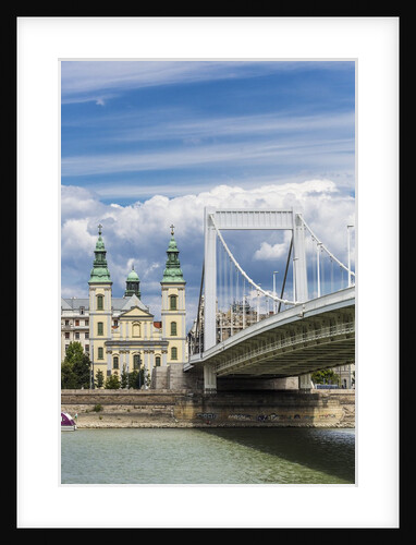 The Elisabeth Bridge, the Inner-City Parish Church (Belvarosi Plebania Templom) and the river Danube by Anonymous