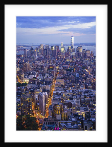 Manhattan skyline from above at sunset, New York City by Anonymous