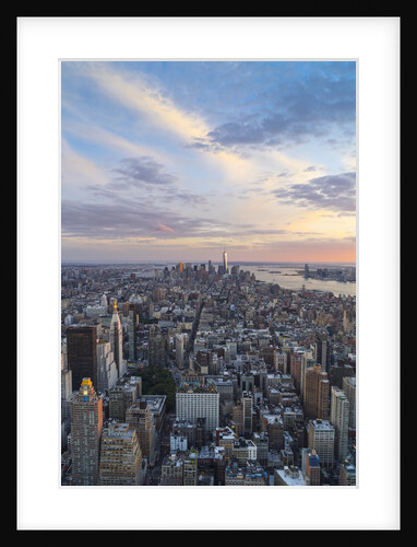Manhattan skyline from above at sunset, New York City by Anonymous