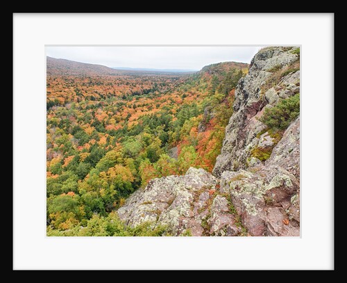 A view from summit peak of Lake of the Clouds looking into the Big Carp River Valley in autumn at Po by Anonymous