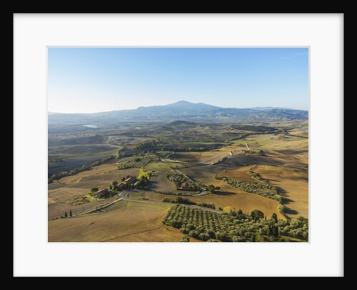 Drone air view of the town and Val d'Orcia by Anonymous