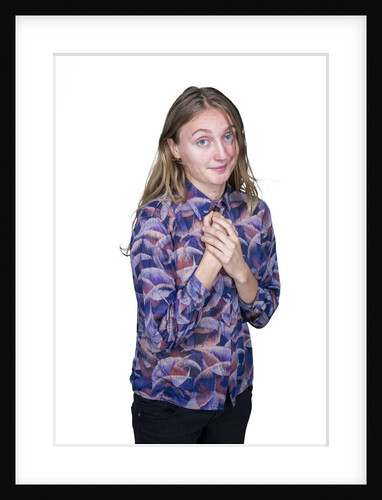 Portrait of teenage girl (16-17) on white background by Anonymous