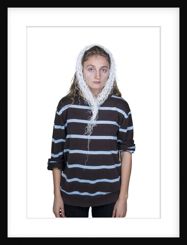Portrait of teenage girl (16-17) on white background by Anonymous