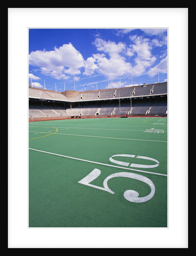 50 Yard Line on Empty Football Field by Anonymous