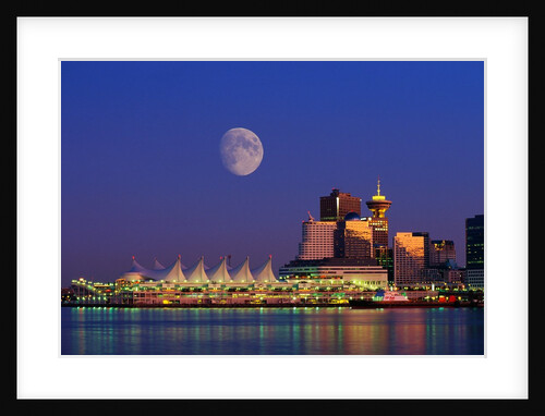 Moon Over Vancouver and Coal Harbor by Anonymous