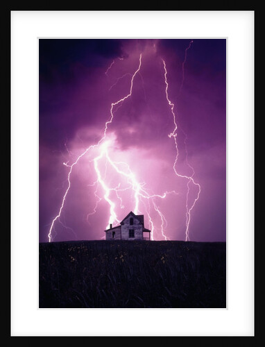 Lightning Behind a Farmhouse by Anonymous