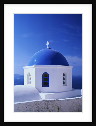 Detail of Whitewashed Church With Blue Dome by Anonymous