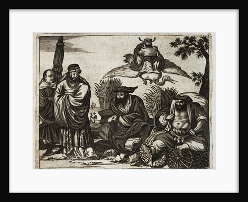 17th-Century Engraving Depicting Chinese Merchants Consulting Fortune Tellers by Anonymous