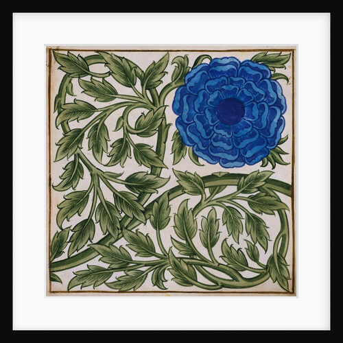 Blue Flower Watercolor Tile Design by William de Morgan