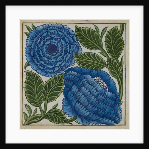 Large Blue Flower Watercolor Tile Design by William de Morgan