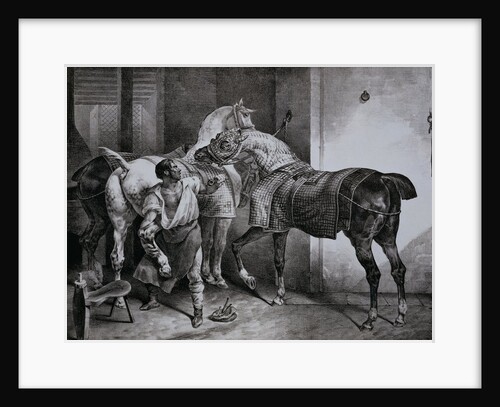 Farrier at Work Lithograph from Etudes de Cheveaux by Theodore Gericault
