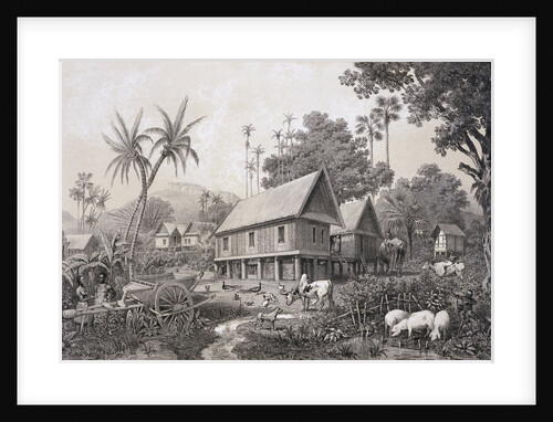 Siamese Laos Village of Traditional Houses in Stilts by Anonymous