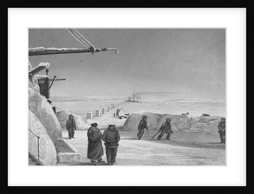 Illustration of Parry's Men Playing Cricket on Pack Ice by Edward Finden