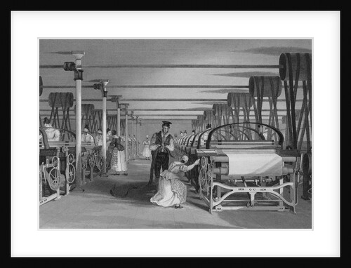 Print Depicting Power Loom Weaving at a Factory by Anonymous