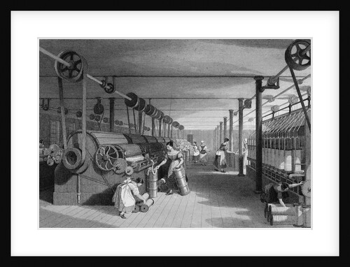 Print Depicting Workers at a Textile Factory by Anonymous