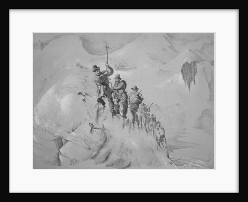 Illustration Depicting Expedition Members Ascending Mont Blanc by Anonymous