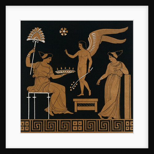 19th Century Greek Vase Illustration of Eros with Two Courtesans by Anonymous