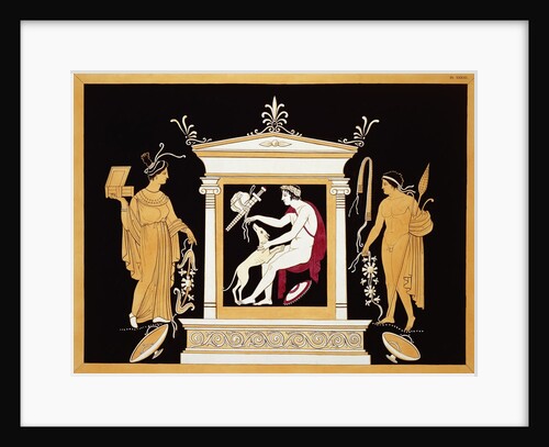 19th Century Antique Vase Illustration of a Hunter with Dog and Attendants by Anonymous